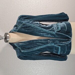 Cotton Candy Velvet Embroidery Teal Jacket